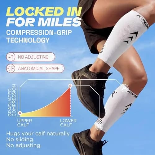 Rymora Calf Compression Sleeves for Men & Women (Pair) White Small | Graduated Support for Shin Splints & Recovery thumbnail 6