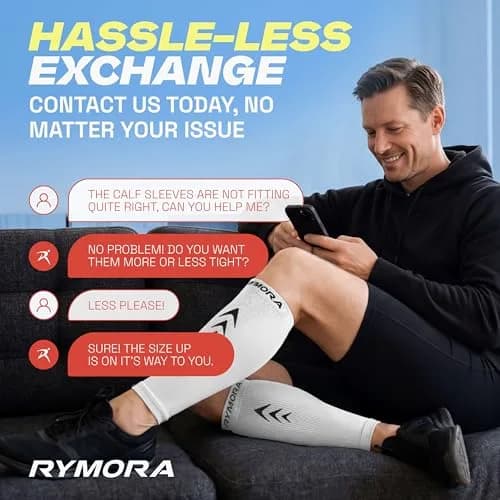 Rymora Calf Compression Sleeves for Men & Women (Pair) White Small | Graduated Support for Shin Splints & Recovery thumbnail 9