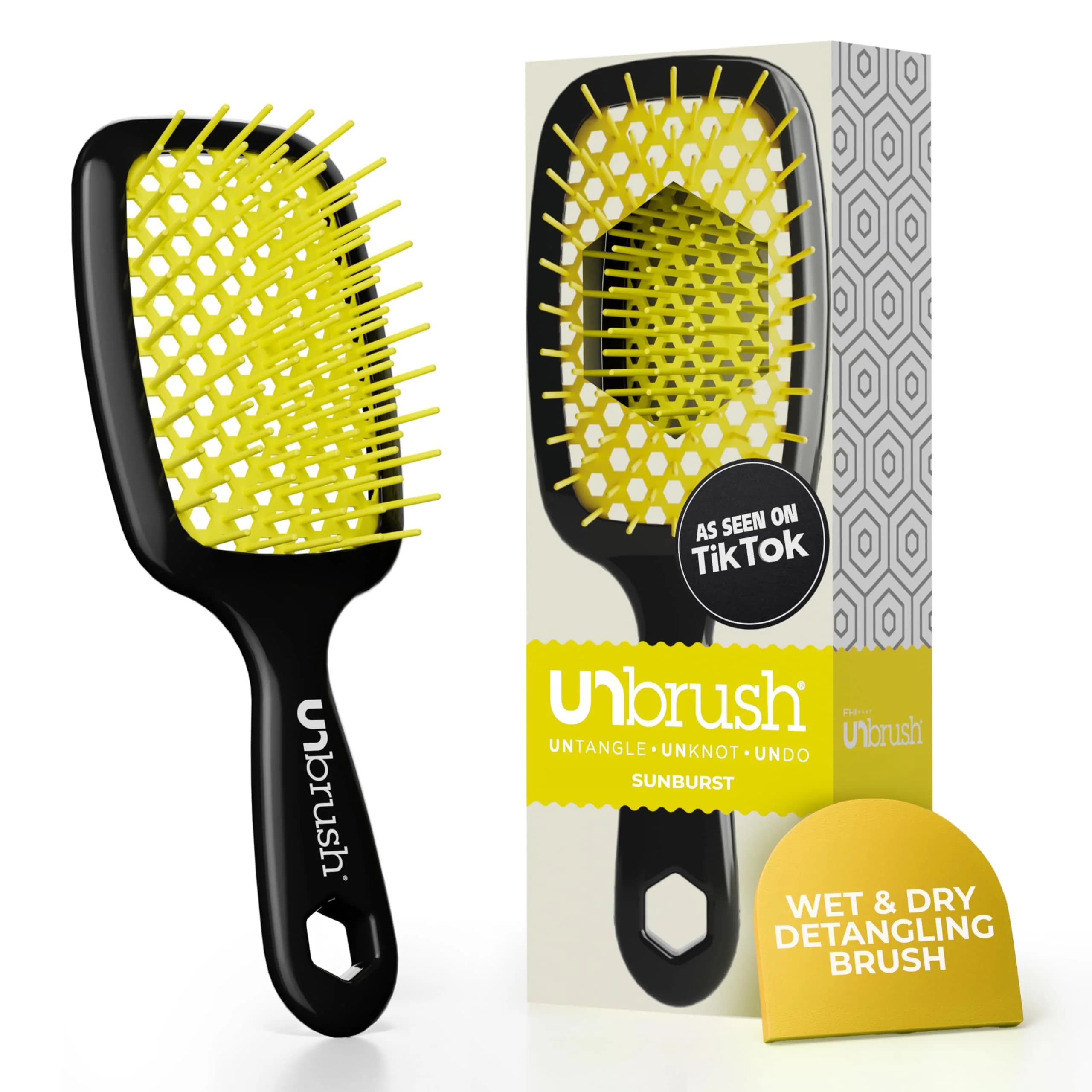 FHI Heat UNbrush Detangling Brush for Wet & Dry Hair | Anti-Static, Vented Cushion, Lightweight, All Hair Types