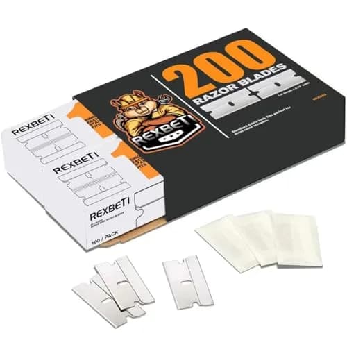 REXBETI 200 Pack Single Edge Razor Blades | Heavy-Duty Steel for Scraping & Cutting thumbnail 1