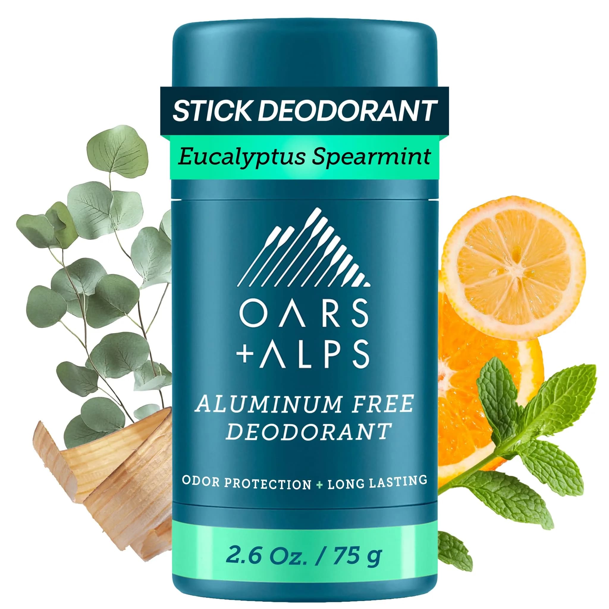 Oars + Alps Aluminum Free Deodorant Stick Eucalyptus Spearmint 73.7g (2.6oz) | Odor Protection & Reduced Friction — Eucalyptus Spearmint