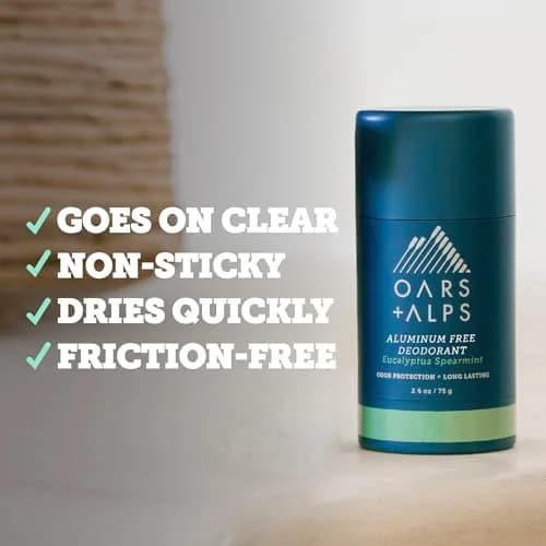 Oars + Alps Aluminum Free Deodorant Stick Eucalyptus Spearmint 73.7g (2.6oz) | Odor Protection & Reduced Friction thumbnail 7