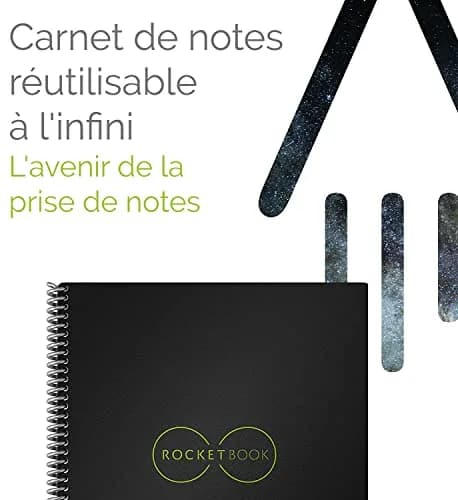 Rocketbook Fusion Reusable Undated Productivity Planner, Executive Size 6x8.8, Navy Blue | Goals, Monthly and Weekly Calendar, Daily To-do List, Lined and Dotted Notes Pages thumbnail 4