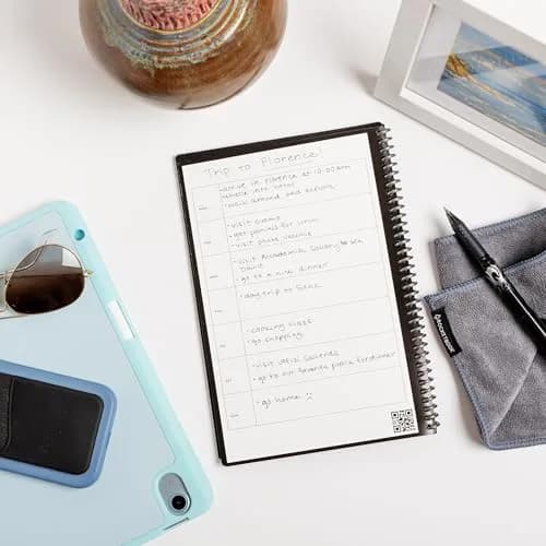 Rocketbook Fusion Reusable Undated Productivity Planner, Executive Size 6x8.8, Navy Blue | Goals, Monthly and Weekly Calendar, Daily To-do List, Lined and Dotted Notes Pages thumbnail 2