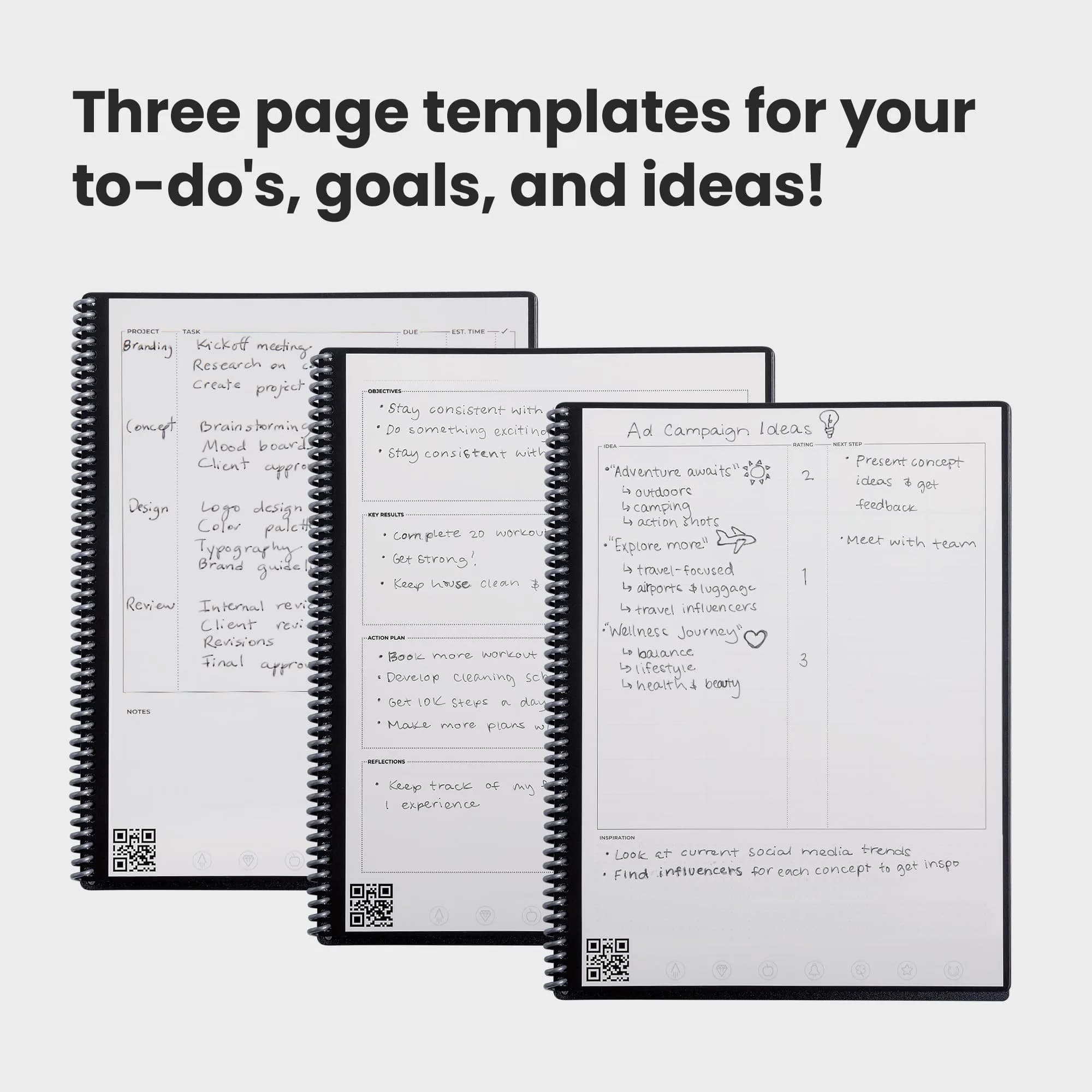 Rocketbook Fusion Reusable Undated Productivity Planner, Letter Size 21.6 x 27.9 cm (8.5 x 11 inches), Gray | 7-Section Template Hybrid Notebook - view 5