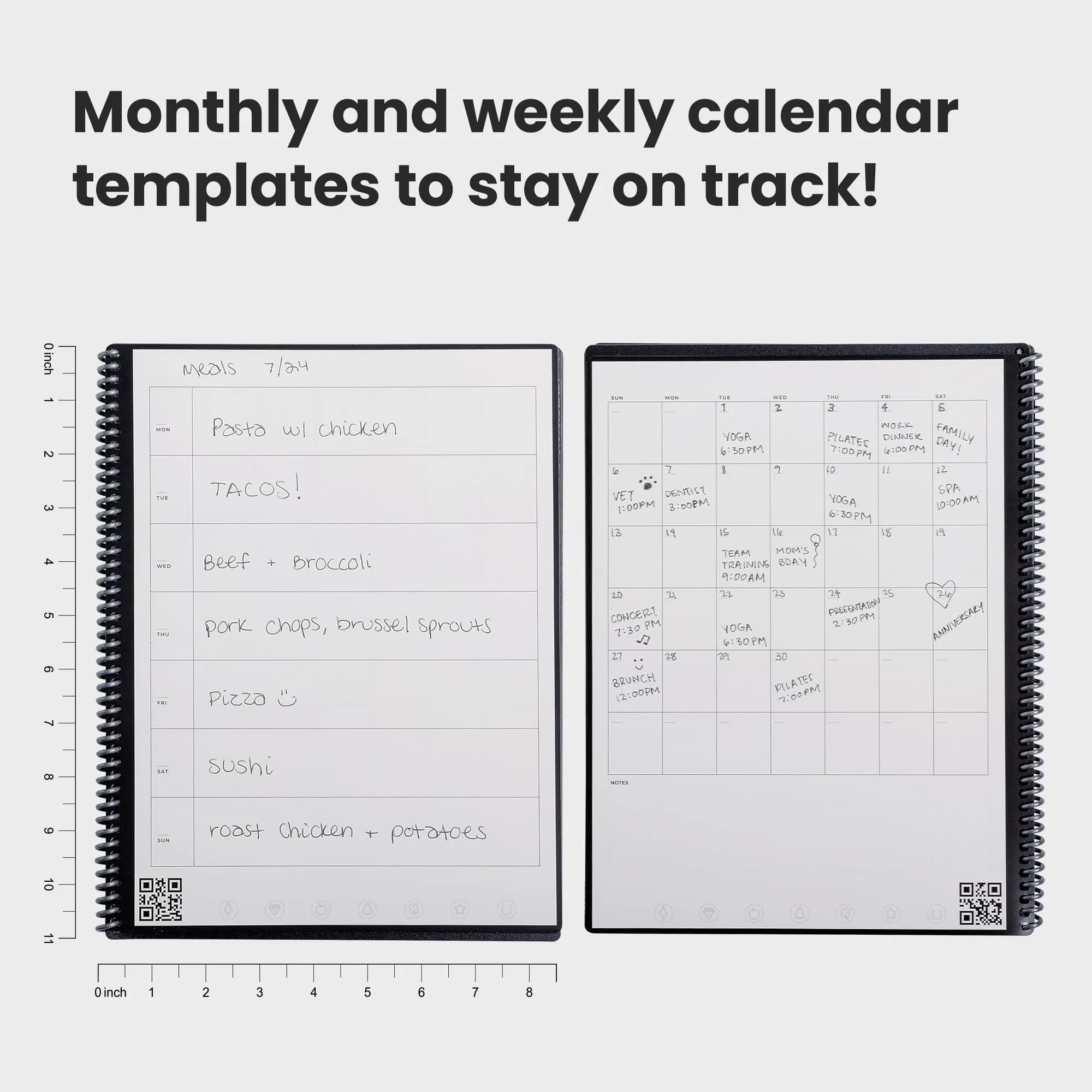 Rocketbook Fusion Reusable Undated Productivity Planner, Letter Size 21.6 x 27.9 cm (8.5 x 11 inches), Gray | 7-Section Template Hybrid Notebook - view 6