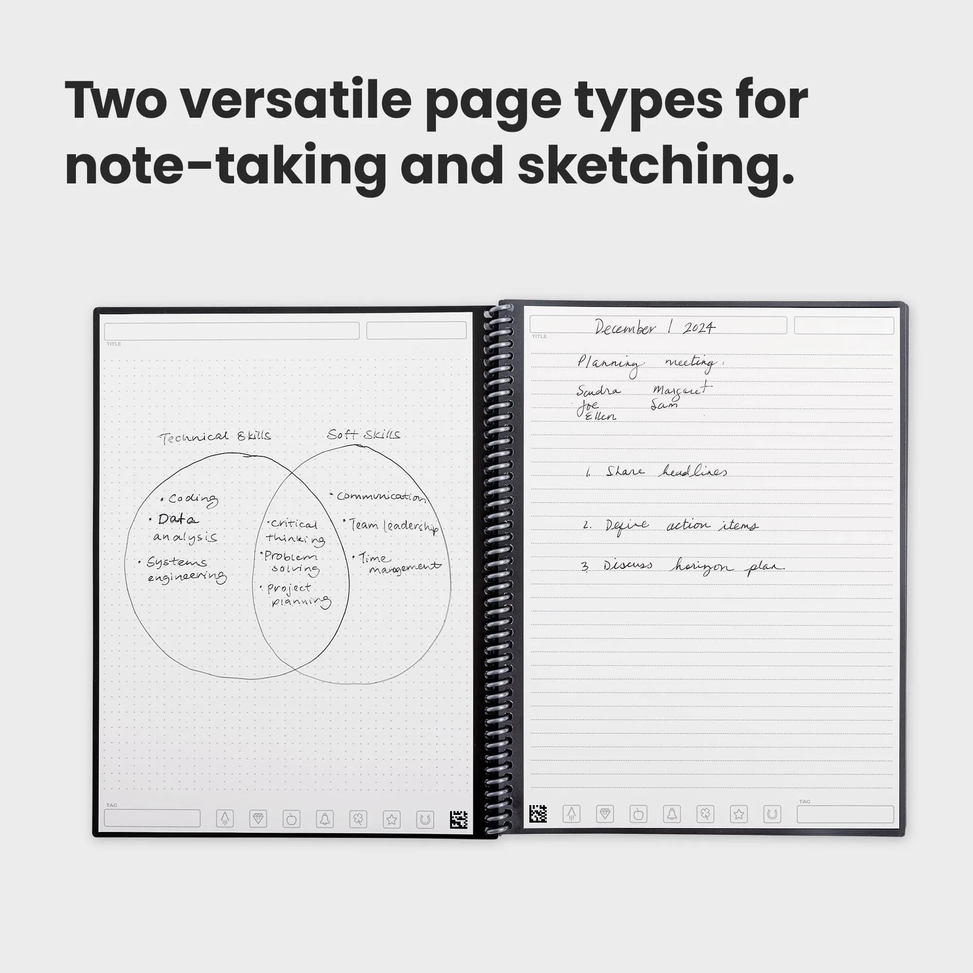 Rocketbook Fusion Reusable Undated Productivity Planner, Letter Size 21.6 x 27.9 cm (8.5 x 11 inches), Gray | 7-Section Template Hybrid Notebook - view 7