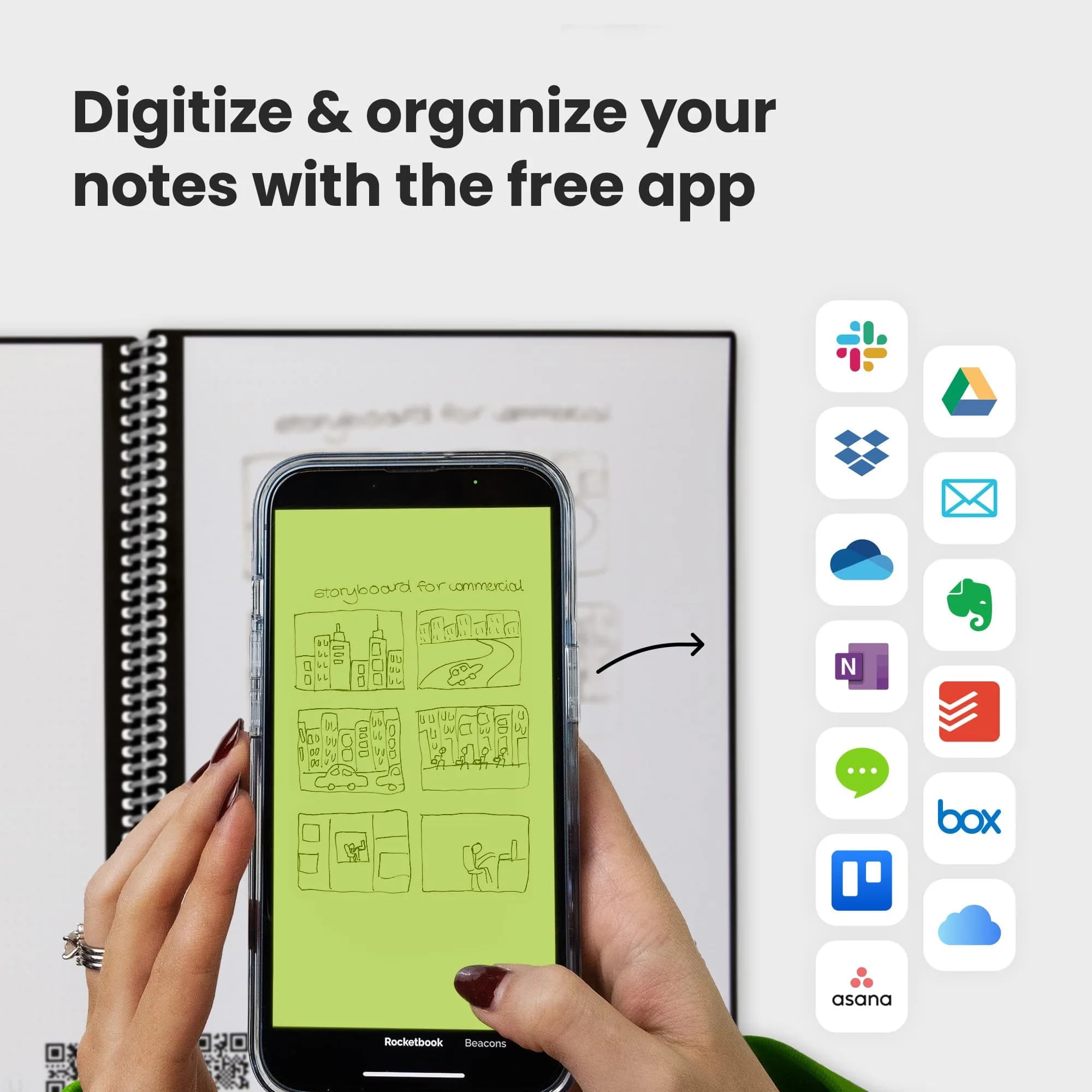 Rocketbook Fusion Reusable Undated Productivity Planner, Letter Size 21.6 x 27.9 cm (8.5 x 11 inches), Gray | 7-Section Template Hybrid Notebook - view 8
