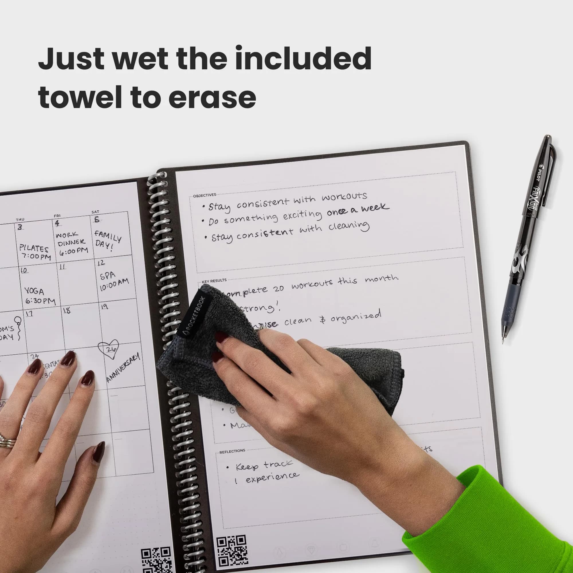 Rocketbook Fusion Reusable Undated Productivity Planner, Letter Size 21.6 x 27.9 cm (8.5 x 11 inches), Gray | 7-Section Template Hybrid Notebook - view 3