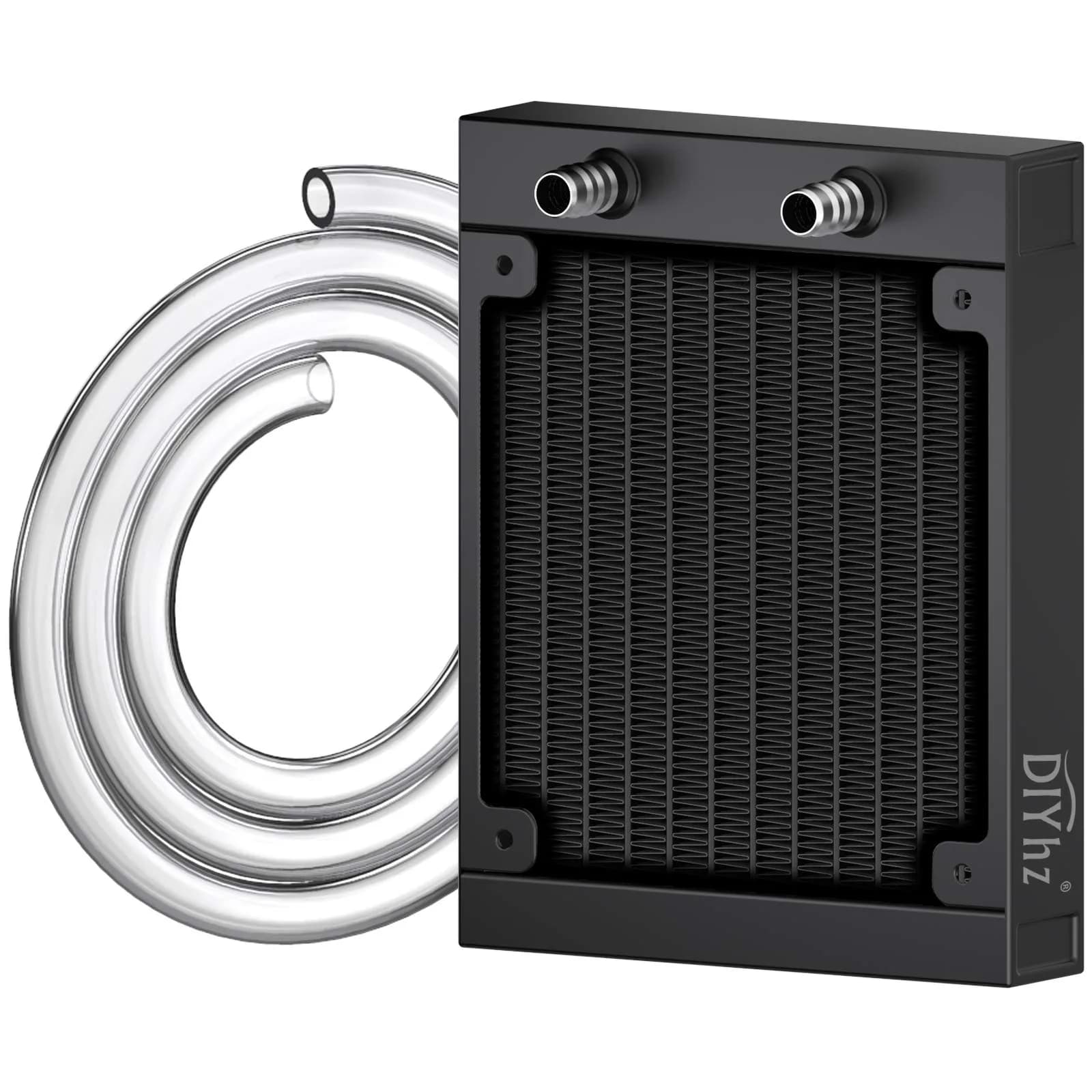 DIYhz 120mm Aluminum Water Cooling Radiator 155mm x 120mm x 27mm | Efficient Heat Exchanger for PC and Laser Systems — black-120mm