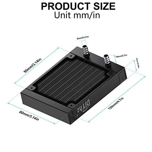 DIYhz 80mm Aluminum CPU Water Cooling Radiator 8 Pipe 120x80x25mm | Efficient Heat Dissipation thumbnail 2