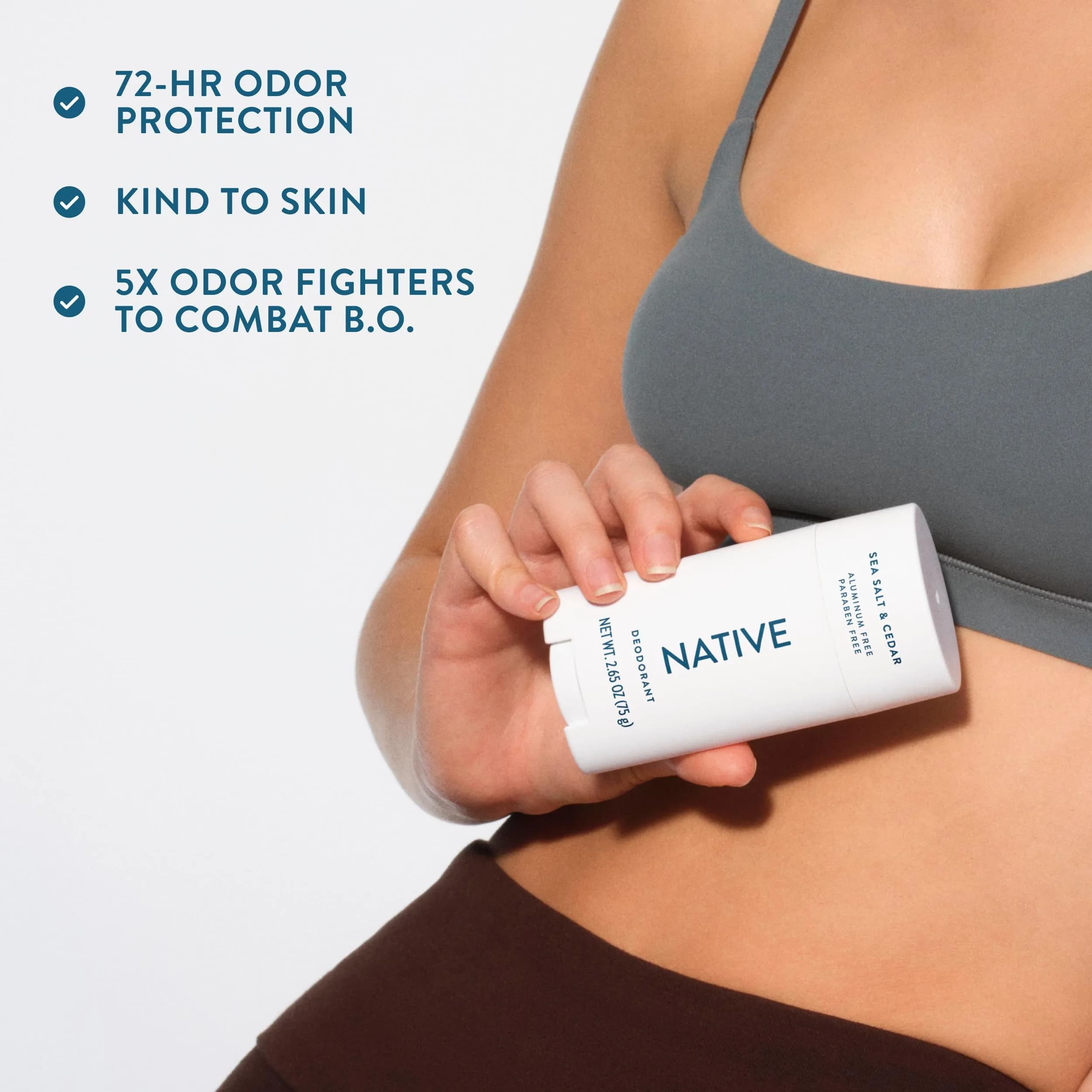 Native Sea Salt & Cedar Deodorant Stick 75g (2.65oz) | 72-Hour Odor Control - view 7