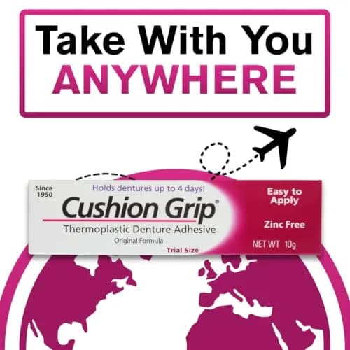 Cushion Grip Thermoplastic Denture Adhesive 10g (0.35 oz) | Holds Dentures Securely for Up to 4 Days thumbnail 3