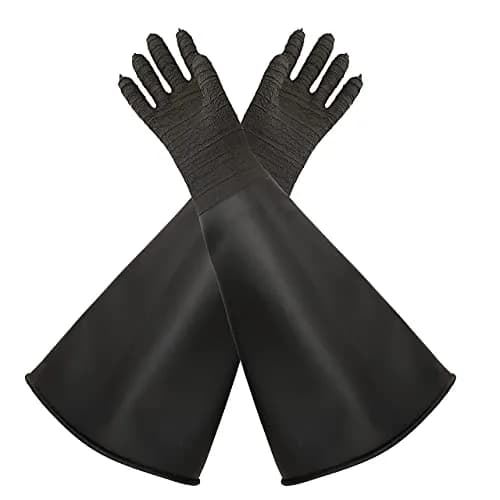 HOLDWIN Heavy Duty Sandblasting Gloves Rubber Gloves for Sandblaster Protective Safety Work Black Striped 24.8" | High Wear Resistance thumbnail 1