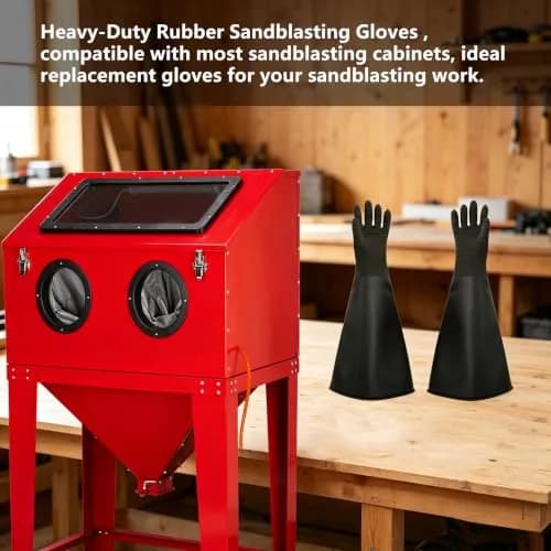 HOLDWIN Heavy Duty Sandblasting Gloves Rubber Gloves for Sandblaster Protective Safety Work Black Striped 24.8" | High Wear Resistance thumbnail 5