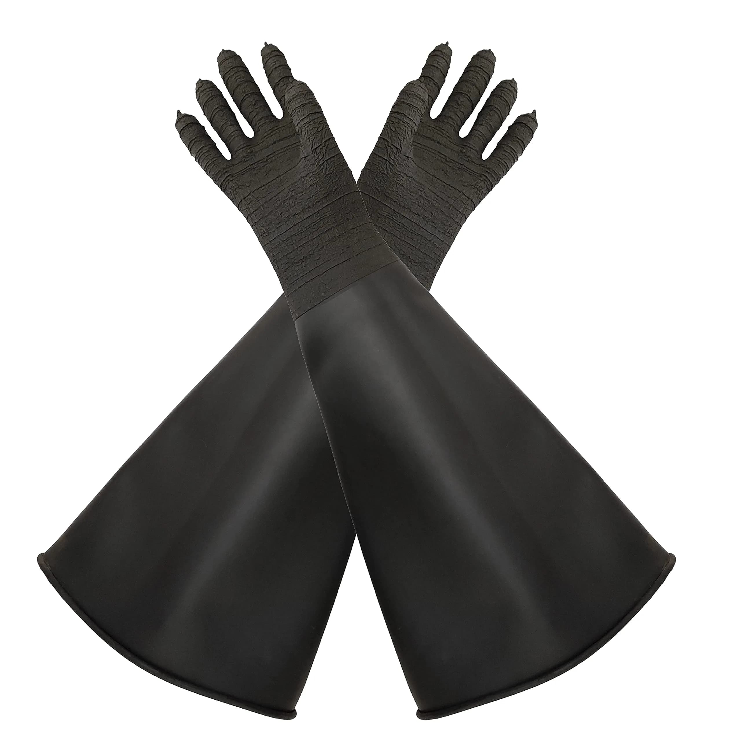 HOLDWIN Heavy Duty Sandblasting Gloves Rubber Gloves for Sandblaster Protective Safety Work Black Striped 24.8" | High Wear Resistance