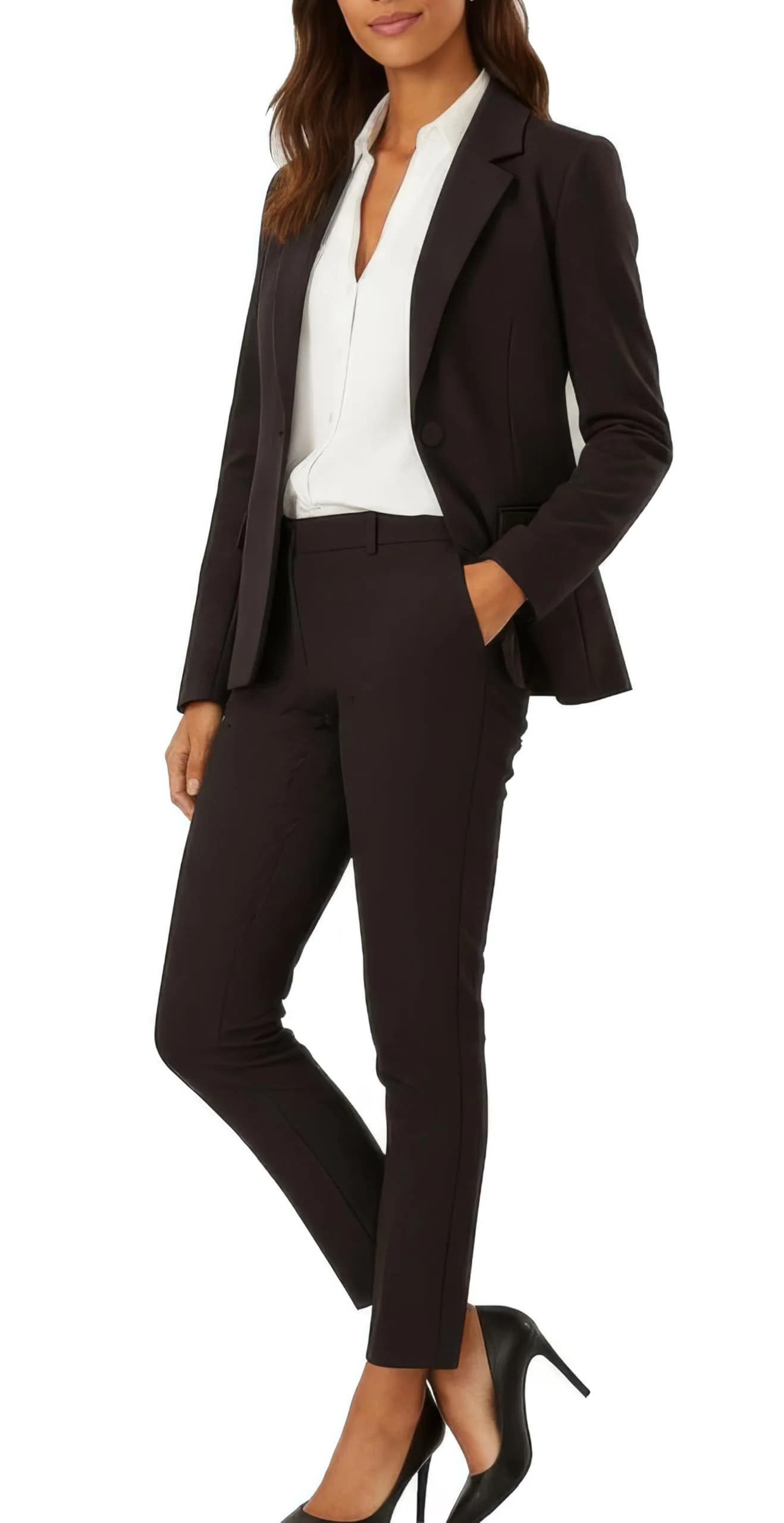 Marycrafts Women's Black Two Piece Pant Suit Set Size 4 | Tailored Fit for Work & Business - main product image