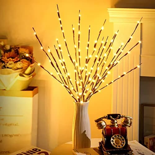 KXCOFTXI 3-Pack 30" Twig Lights USB Plug-in Branches Lights, 60 Warm White LEDs | Bendable Decorative Lights for Vases thumbnail 4