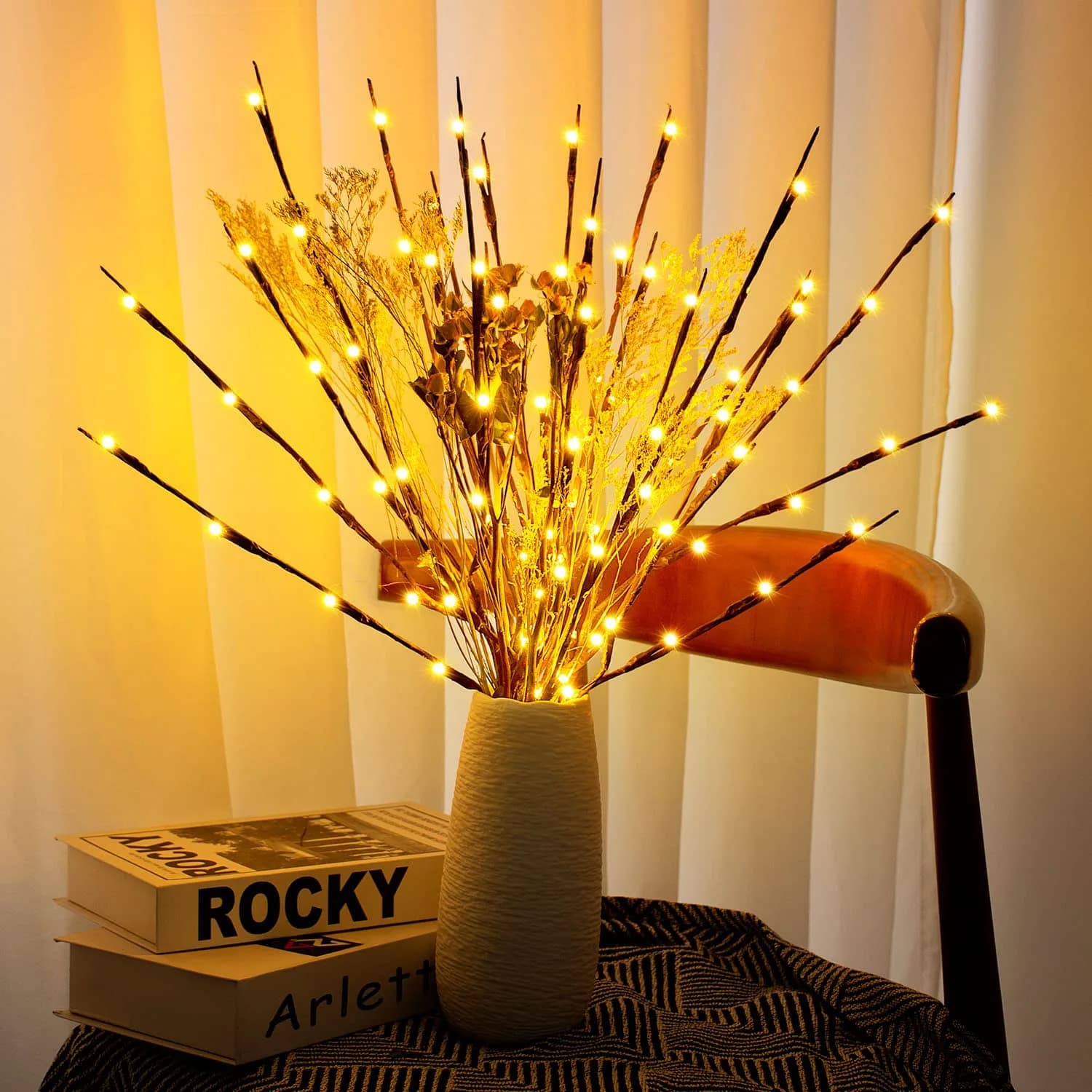 KXCOFTXI 3-Pack 30" Twig Lights USB Plug-in Branches Lights, 60 Warm White LEDs | Bendable Decorative Lights for Vases - view 2