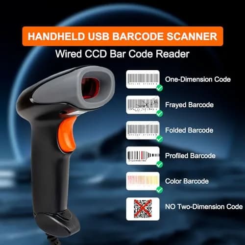 Yanzeo Wired USB CCD Handheld Barcode Scanner L1100 Black | 200 Scans/Sec thumbnail 2