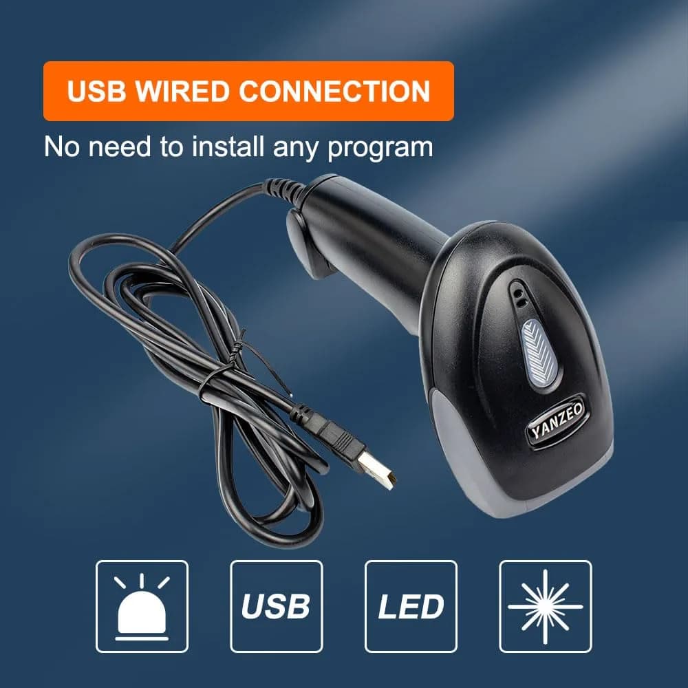 Yanzeo Wired USB CCD Handheld Barcode Scanner L1100 Black | 200 Scans/Sec - view 4