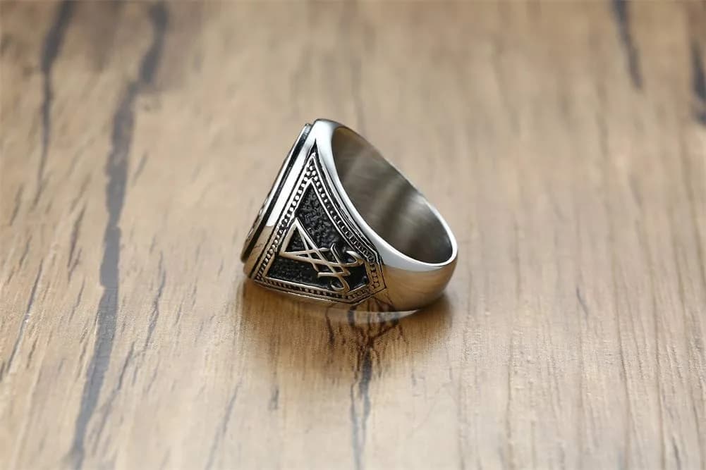 VNOX Sigil of Lucifer Seal of Satan Symbol Signet Ring Band for Men, Talisman Amulet Jewelry (Silver-Lucifer, Size 9) - view 4