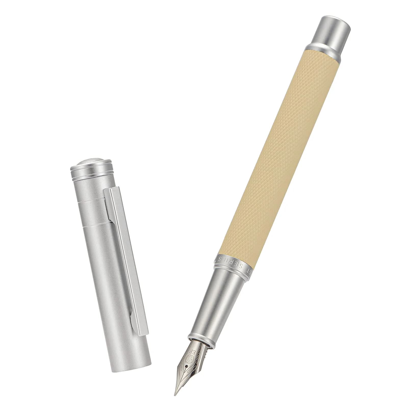 Asvine Silver Birch Forest Aluminum Fountain Pen Fine Nib with Converter & Metal Gift Box Set | Smooth Ink Flow - view 2