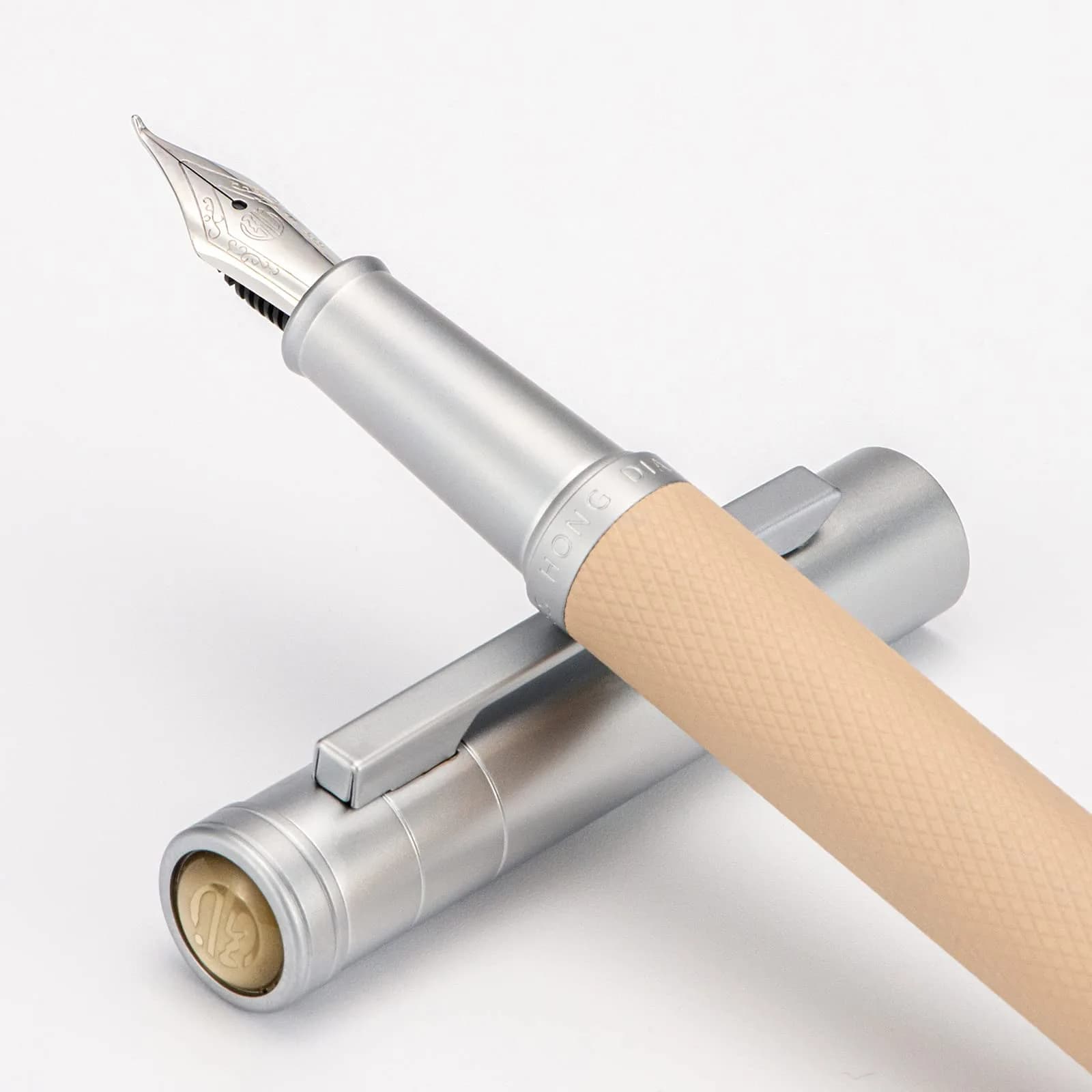 Asvine Silver Birch Forest Aluminum Fountain Pen Bent Nib (Fine to Broad) with Metal Box Fude Pen Set 13.8cm (5.43in) | Smooth Ink Flow - view 5