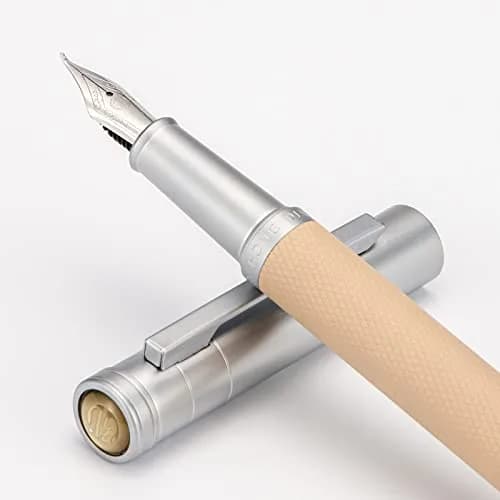 Asvine Silver Birch Forest Aluminum Fountain Pen Bent Nib (Fine to Broad) with Metal Box Fude Pen Set 13.8cm (5.43in) | Smooth Ink Flow thumbnail 5