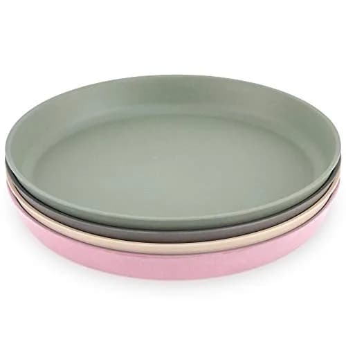 WeeSprout Bamboo Plates Set of 4 Kid-Sized Dinnerware 20cm (7.87in) | BPA-Free & Dishwasher Safe thumbnail 1