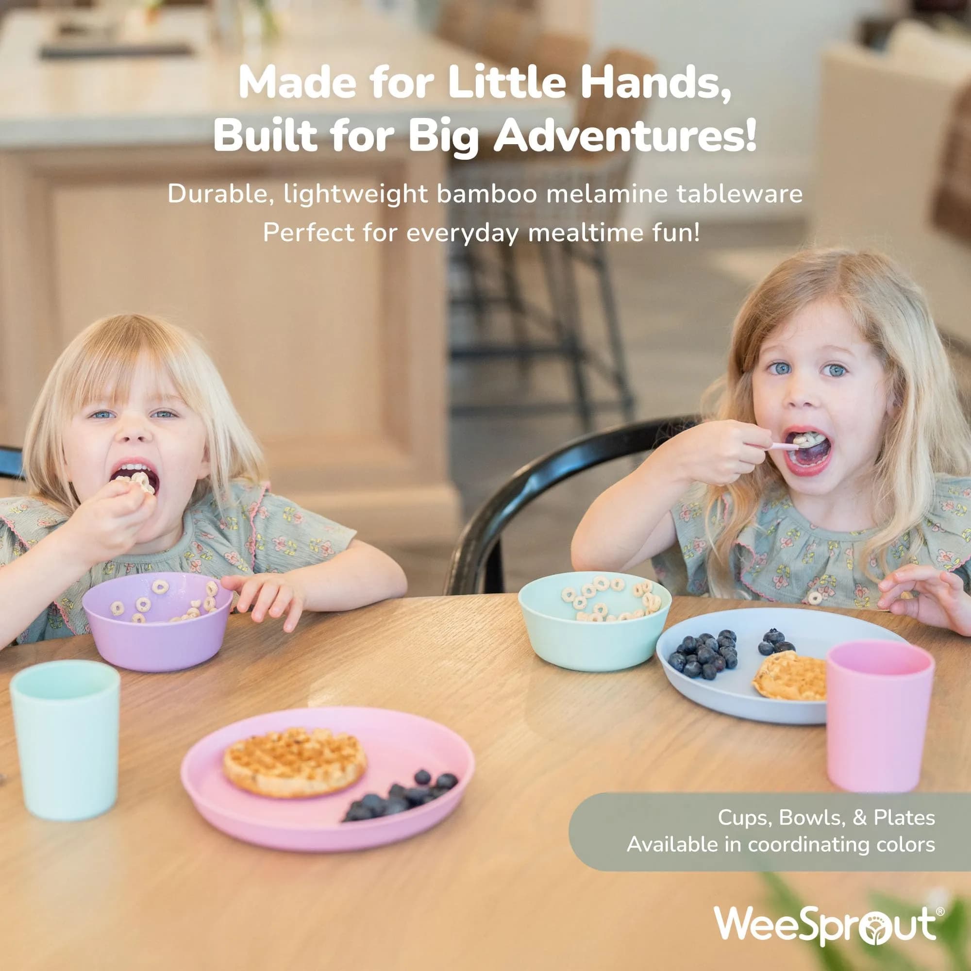 WeeSprout Bamboo Plates Set of 4 Kid-Sized Dinnerware 20cm (7.87in) | BPA-Free & Dishwasher Safe thumbnail 7