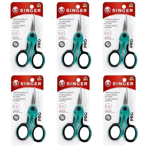SINGER 4.5" Serger & Detail Embroidery Scissors, Sharp Tip, 6 Count | Precision Crafting Tool for Sewing & Embroidery thumbnail 1