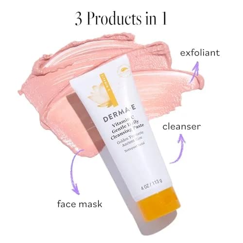 Derma E Vitamin C Gentle Daily Cleansing Paste, 4 Oz | Brightening & Clarifying Face Mask & Wash thumbnail 5