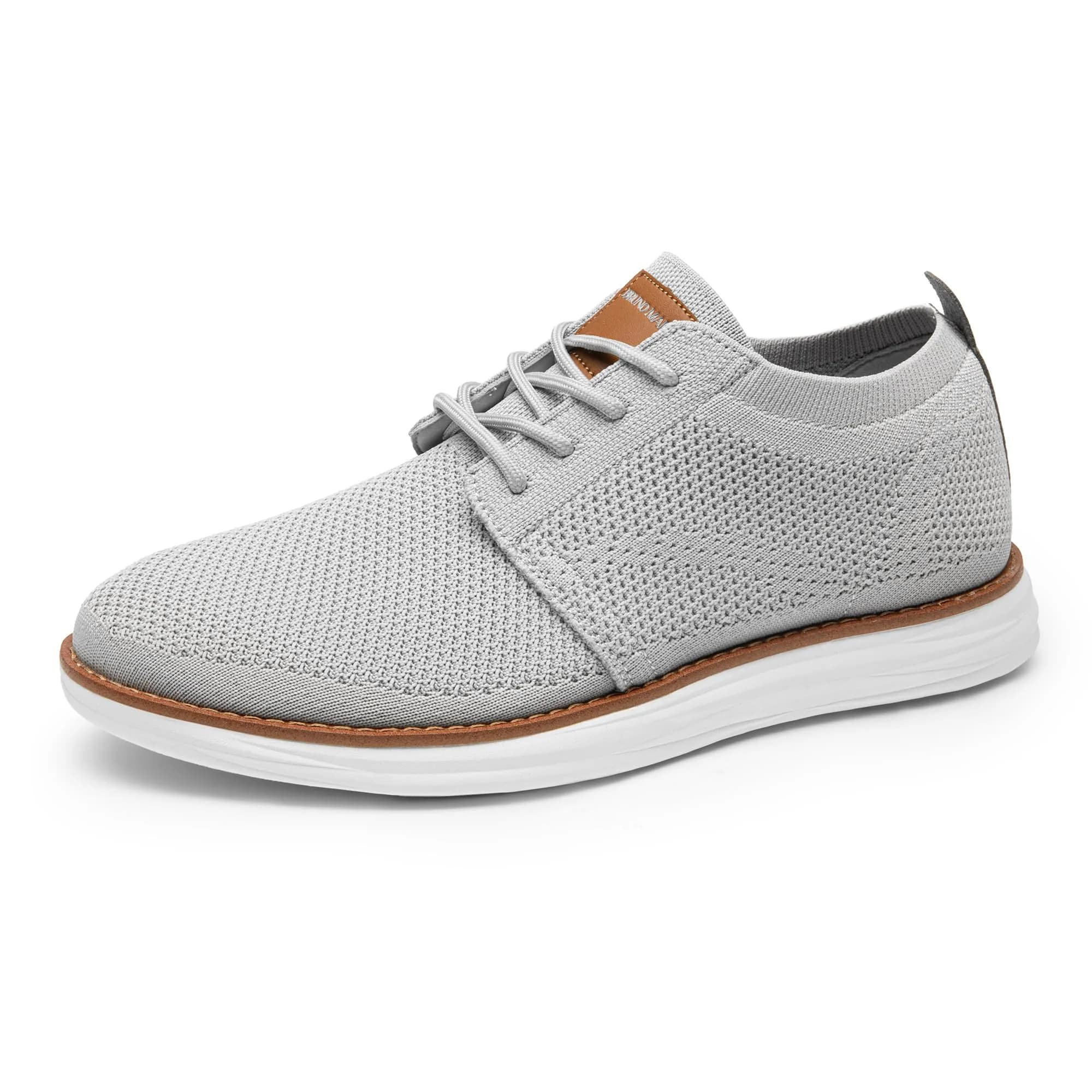 Bruno Marc Men's KnitFlex Breeze Casual Dress Sneakers Grey Size 8 (21cm x 12cm x 31cm) | Breathable Lightweight Mesh Lace-Up Derby Walking Shoes for Work & Weekend