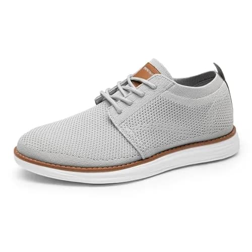 Bruno Marc Men's KnitFlex Breeze Casual Dress Sneakers Grey Size 8 (21cm x 12cm x 31cm) | Breathable Lightweight Mesh Lace-Up Derby Walking Shoes for Work & Weekend thumbnail 1