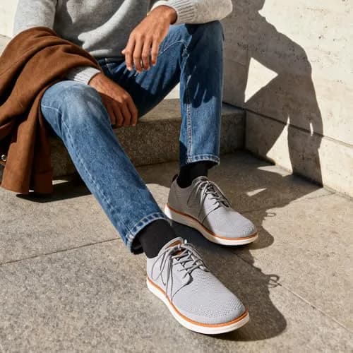 Bruno Marc Men's KnitFlex Breeze Casual Dress Sneakers Grey Size 8 (21cm x 12cm x 31cm) | Breathable Lightweight Mesh Lace-Up Derby Walking Shoes for Work & Weekend thumbnail 3