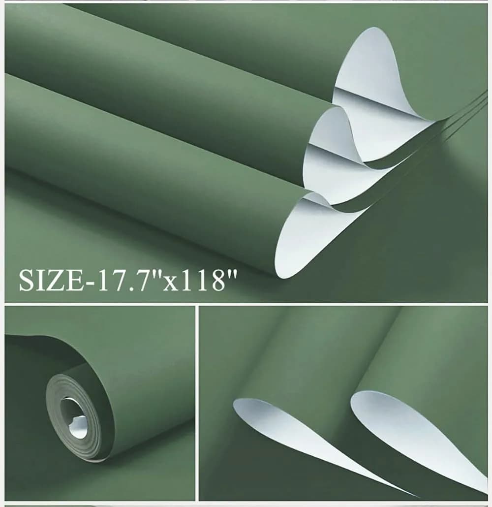 Dimoon Dark Green Textured Peel and Stick Wallpaper 45cm (17.7") x 300cm (118") | Renter Friendly Vinyl Roll - view 2