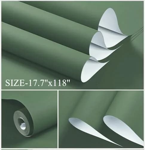 Dimoon Dark Green Textured Peel and Stick Wallpaper 45cm (17.7") x 300cm (118") | Renter Friendly Vinyl Roll thumbnail 2