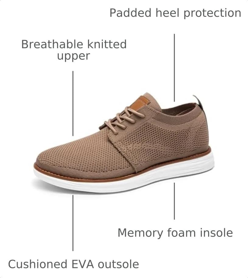 Bruno Marc Men's KnitFlex Breeze Casual Dress Sneakers Light/Brown 6.5 | Breathable Comfort for Men thumbnail 4