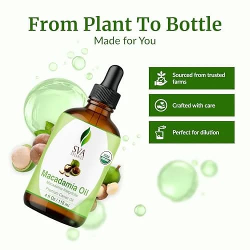 SVA ORGANICS Organic Macadamia Seed Carrier Oil 118 ml (4 Fl Oz) | Cold-Pressed, Unscented, Pure for Skin & Hair thumbnail 4