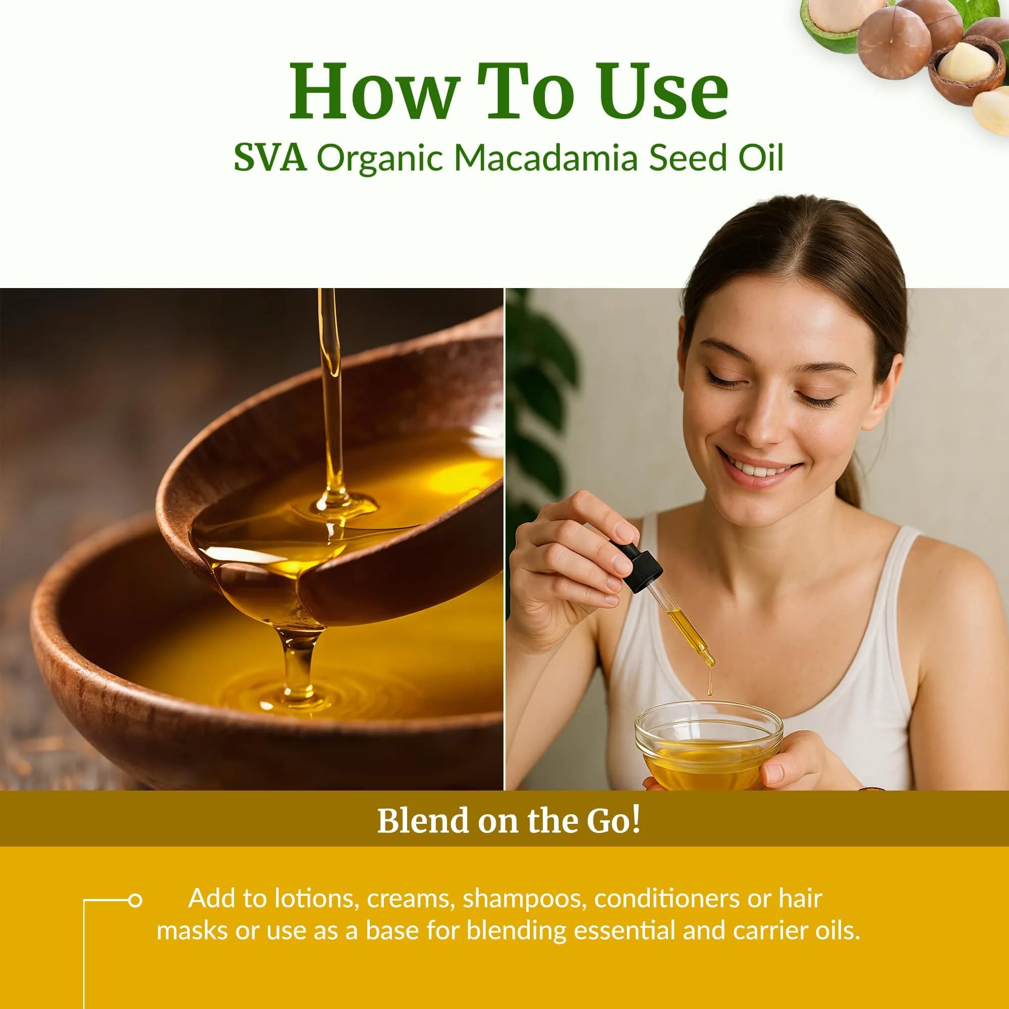 SVA ORGANICS Organic Macadamia Seed Carrier Oil 118 ml (4 Fl Oz) | Cold-Pressed, Unscented, Pure for Skin & Hair - view 6