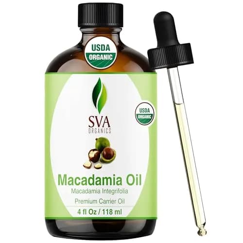 SVA ORGANICS Organic Macadamia Seed Carrier Oil 118 ml (4 Fl Oz) | Cold-Pressed, Unscented, Pure for Skin & Hair thumbnail 1