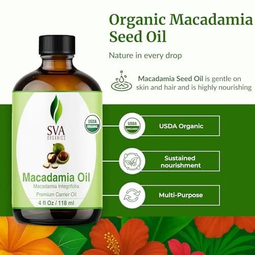 SVA ORGANICS Organic Macadamia Seed Carrier Oil 118 ml (4 Fl Oz) | Cold-Pressed, Unscented, Pure for Skin & Hair thumbnail 2