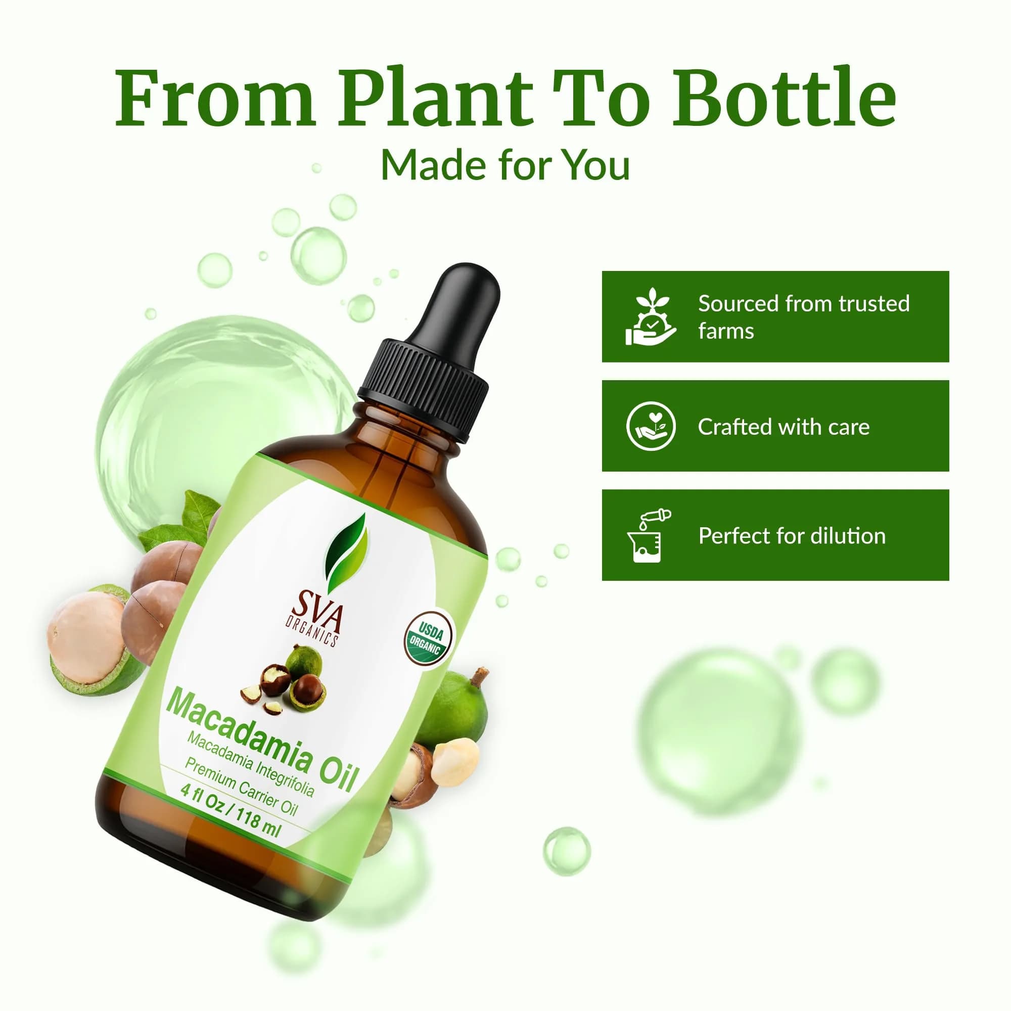 SVA ORGANICS Organic Macadamia Seed Carrier Oil 118 ml (4 Fl Oz) | Cold-Pressed, Unscented, Pure for Skin & Hair - view 4