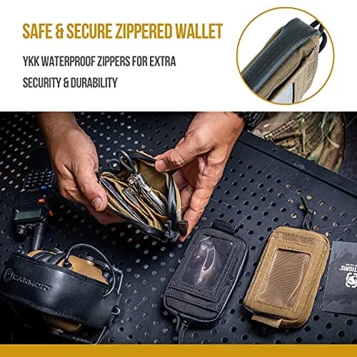 ONETIGRIS Tactical Front Pocket Wallet Coyote Brown | 4 Card Slots, Zippered Coin Pouch, ID Window thumbnail 5