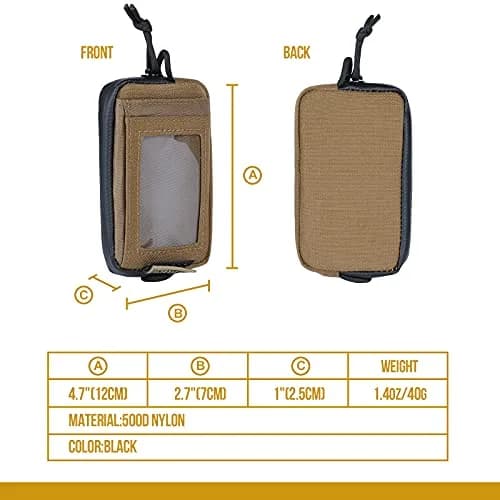 ONETIGRIS Tactical Front Pocket Wallet Coyote Brown | 4 Card Slots, Zippered Coin Pouch, ID Window thumbnail 3
