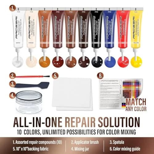 ARCSSAI ARCSSAL Leather Repair Kit for Furniture, Couch & Car Seats | Easy Color Matching & Professional Results thumbnail 5