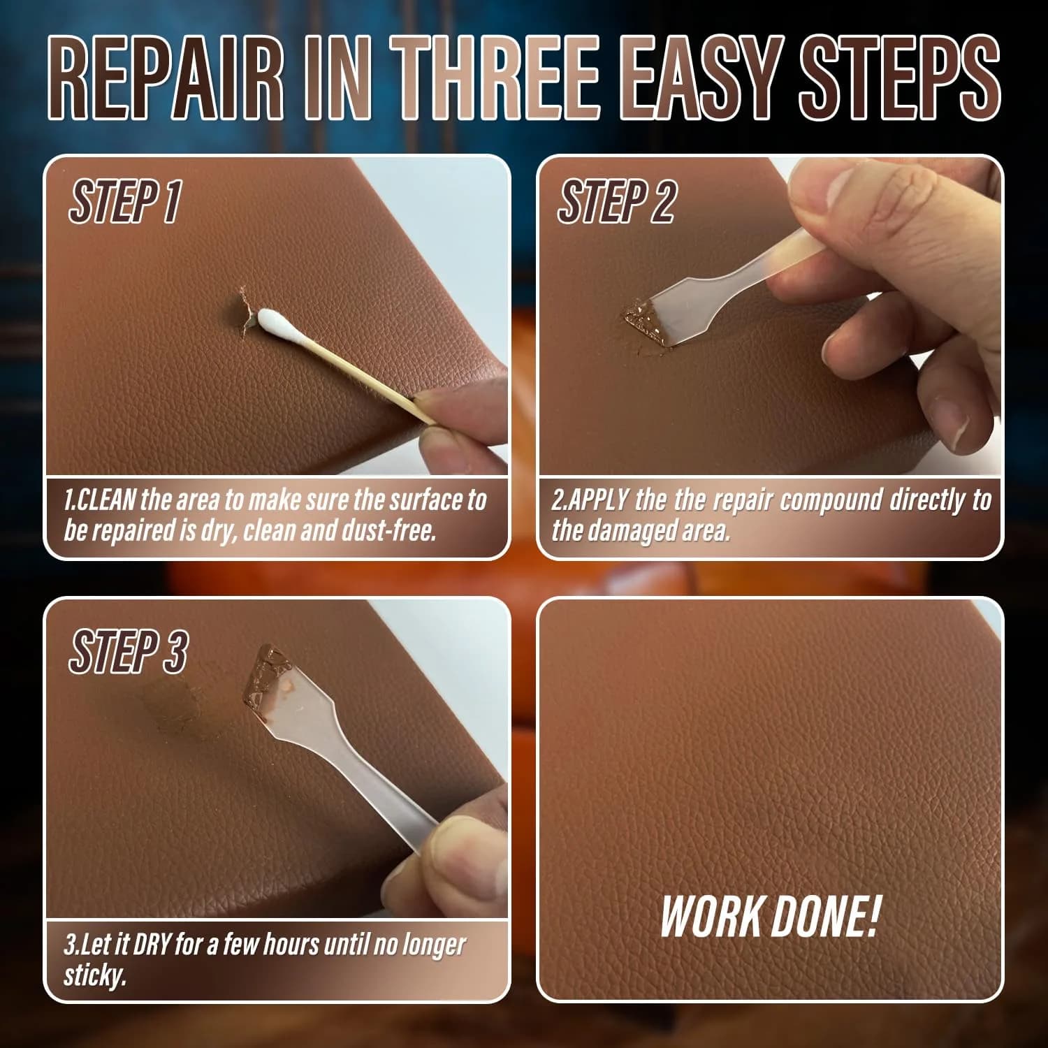 ARCSSAI ARCSSAL Leather Repair Kit for Furniture, Couch & Car Seats | Easy Color Matching & Professional Results - view 4