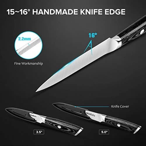 MOSFiATA 5” Chef Knife & 3.5” Fruit Knife Set with Sheath | German High Carbon Stainless Steel thumbnail 6