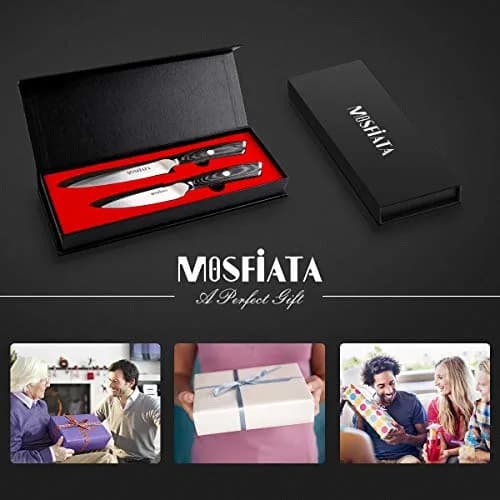 MOSFiATA 5” Chef Knife & 3.5” Fruit Knife Set with Sheath | German High Carbon Stainless Steel thumbnail 8